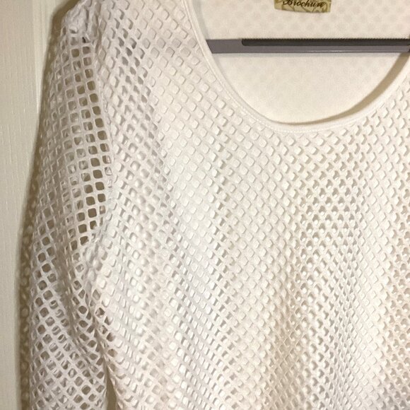 Brochure Women's White Mesh Lined Beach Cover-Up Lingerie Swimming Tunic Size XL - Picture 3 of 9